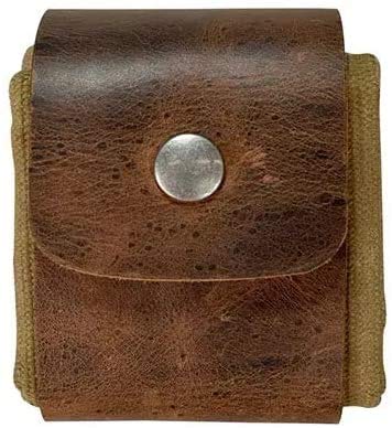 OADAA Leather and Canvas Bag,Collapsible Waxed Canvas Foraging Pouch for Hiking Cover