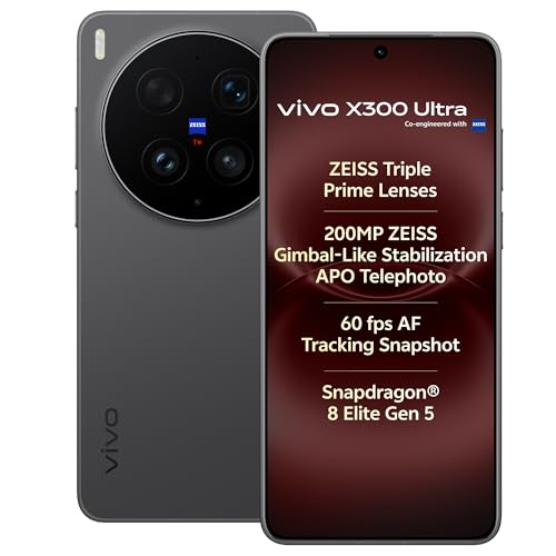 vivo X300 Ultra 5G (Eclipse Black, 16GB+512GB) | Photographer KIT Edition | Dual 200MP ZEISS Camera | 50MP ZEISS Selfie Camera | Snapdragon 8 Elite Gen 5 with No Cost EMI/Additonal Exchange Offers