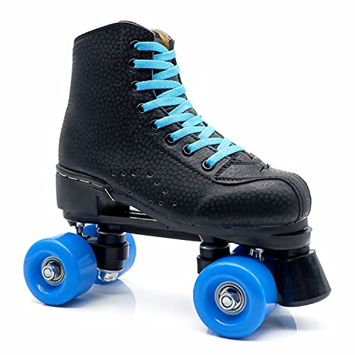JianJud Rollschuhe PU Leder High-top für Indoor Outdoor Rollschuhe Klassische 4 Rollen Skating Roller Leder Skates Glänzend Rollschuhe für Damen Herren Jungen Mädchen D,43