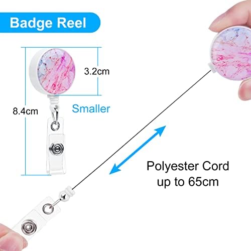 Vicloon Retractable Badge Holder, 2pcs Badge Reel Clips and ID Card Holder, Retractable Keyring Badge Holder Clip for Office Teachers Nurse Student ID Card Key Badge Holder (Pink, Blue)