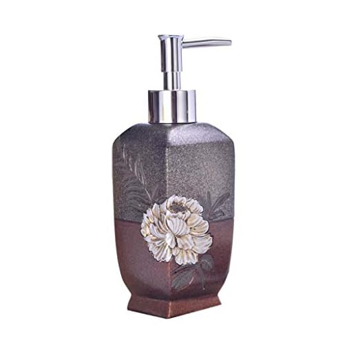 Yyqx Hushåll 350 ml påfyllningsbar handtvåldispenser kök badrum hotelldispenser pump duschgel schampo harts lotion flaska brun balsam (färg: Brun)