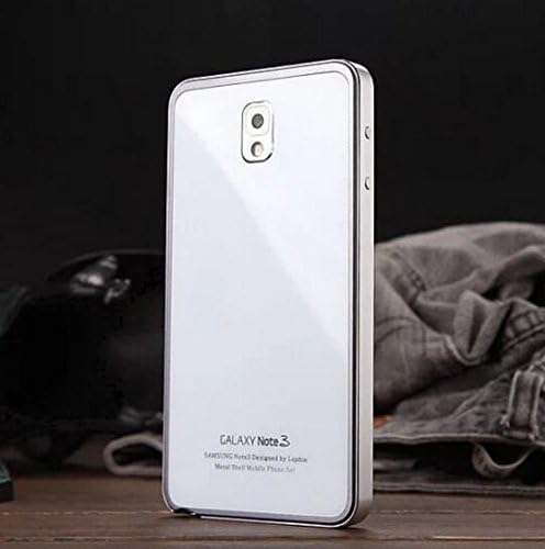 DSRLUCKY Ultra-Thin Aluminum Metal Case Gorilla Glass Back Cover For Samsung Galaxy Note 3 N9000 Note 4 N910 N9100 S5 I9600 (N9000 Gold+White)
