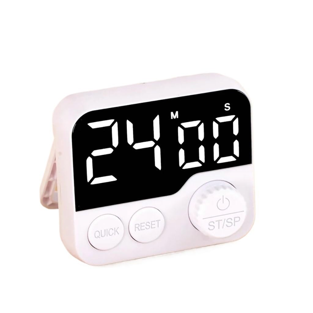 Chronomètre numérique et minuterie de cuisine grand écran LED argenté