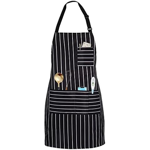 Black and White Striped Adjustable Chef Apron Cover