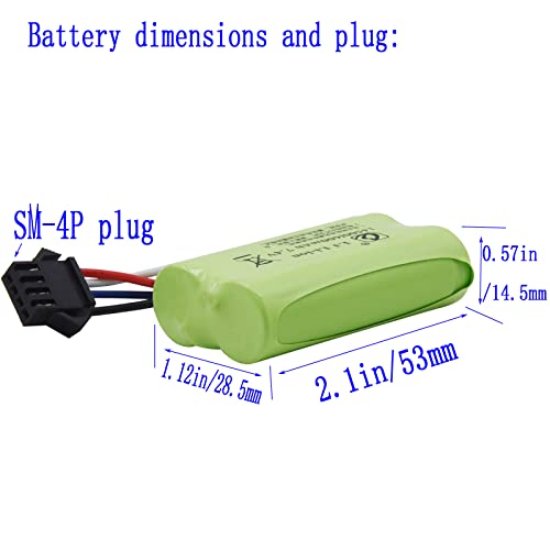 Blomiky 2 Pack 7.4V 2S 600Mah Li-Ion Rechargerable Battery With Sm-4P Plug And Charger Cable Compatible With Some Water Ball Blasters/Jf-71A Battery #TOP3