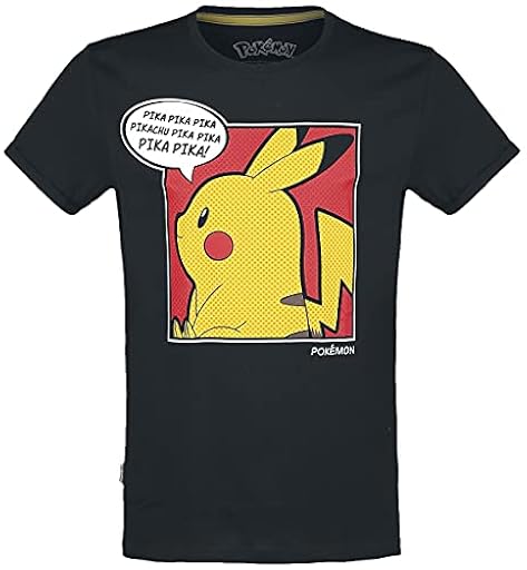 Pokémon Pika Pop Hombre Camiseta Negro M 100% algodón Regular | Ya disponible en tu tienda friki favorita! En mundofriki.es!