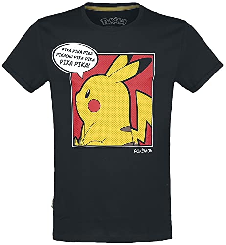 Pokémon Pika Pop Hombre Camiseta Negro M 100% algodón Regular