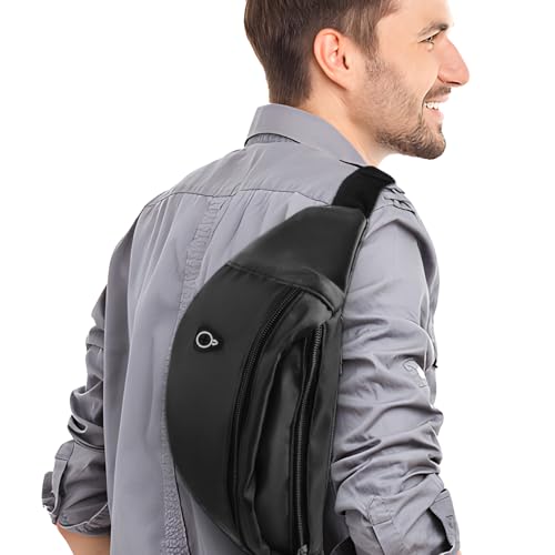 fanny pack for women and man crossbody bag cross body bag with adjustable strap for travel running hiking walking workout black