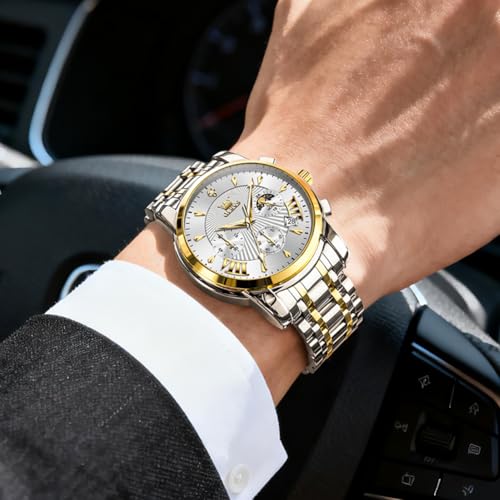 Image of OLEVS Watch for Men Original Chronograph Analog Quartz Waterproof Watch Luxury Premium Businesse Diamond Mens Dress Watches