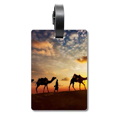 Étiquette d'identification pour valise All The Way to The Silk Road camel en cuir