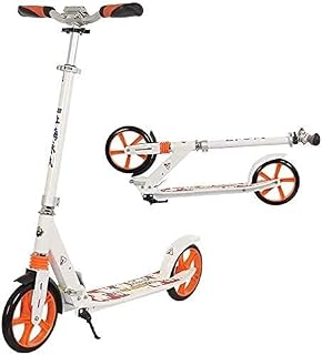 HAO KEAI Kick Scooters for Teens/Adults Scooters Adult Adult Folding Kick Big Wheels Glider With Front Suspension Height Adjustable Bar & Widening Deck Support 330 Lbs Non Electric (Color : White)