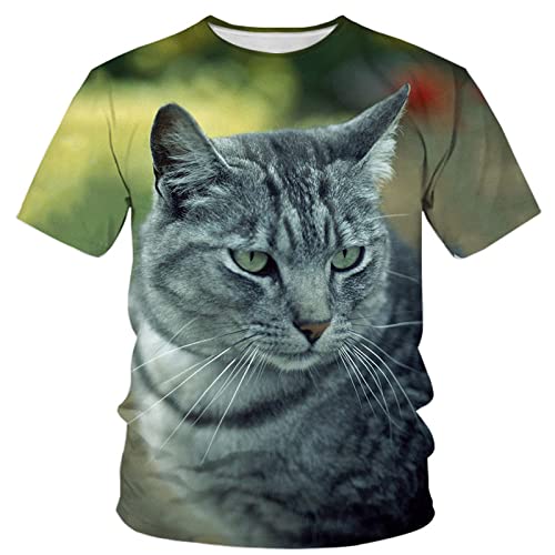 Camisetas Manga Corta Hombre Camiseta De Cuello Redondo para Hombre con Estampado Digital 3D De Gato Lindo,Y400,6XL Cover