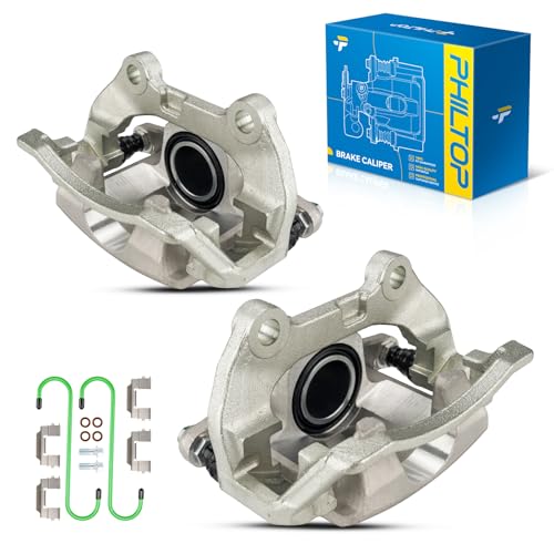 Image of PHILTOP Rear Brake Caliper for Chevrolet Trailblazer, GMC Envoy 2pc Set | Pre-assembled rear left and right calipers with zinc plating and hardware. Replaces OE: 18B4805, 18B4804, 89027181