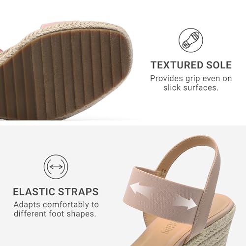 Image of DREAM PAIRS Womens Open Toe Espadrilles Dressy Platform Sandals Slip on Elastic Ankle Strap Wedges Sandals