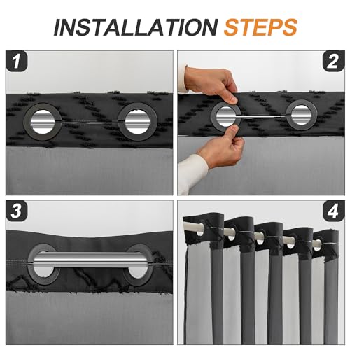 No Hooks Stall Fabric Shower Curtain with Snap in Liner- Water Repellent Tufted Chevron Striped Shower Curtains for Bath Tubs, Narrow Hotel Quality Bath Curtain Set, 36Wx74H, Black No Hooks Stall Fabric Shower Curtain with Snap in Liner- Water Repellent Tufted Chevron Striped Shower Curtains for Bath Tubs, Narrow Hotel Quality Bath Curtain Set, 36Wx74H, Black