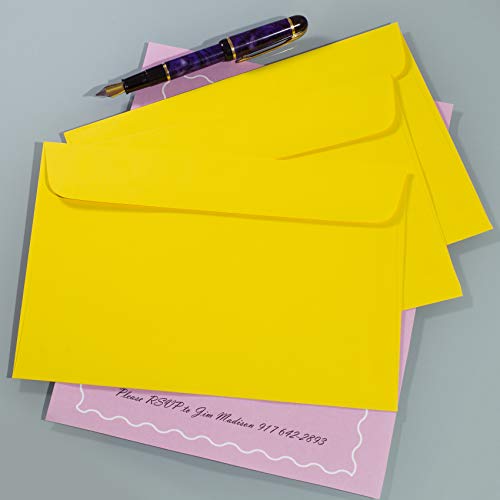 Envelopes 6X9 Color Yellow-Open Side Booklet Envelope For Stationary, Greeting Card, Mailing With 1 Stamp -,6" X 9" Size 25 Count #TOP3