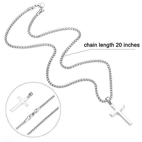 Cross Necklace For Son Gifts, Silver Cross Necklace Jewelry Son Gifts Necklaces Fathers Day Birthday Graduation Gifts For Him Men Son Christmas Gifts For Son Baptism Gifts For Boys Son #TOP4
