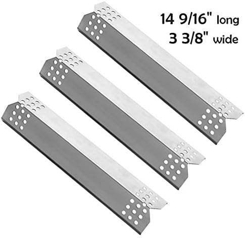 YIHAM KS708 Grill Heat Plate for Grill Master 3 Burner 720-0737 Nexgrill 720-0825 720-0925S 720-0896B 720-0896C Replacement Parts Heat Shield Tent Burner Cover Flame Tamer 14 9/16 inch Set of 3