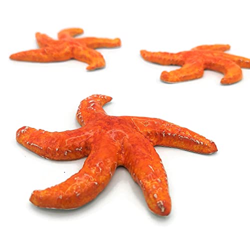 1Pc Handmade Ceramic Starfish Tile, Coastal Wall Decor For Home, Swimingpool Aquarium Or Fish Tank, Beach Lover Gift For Women (14Cm/5.2In Diameter, Orange) #TOP6
