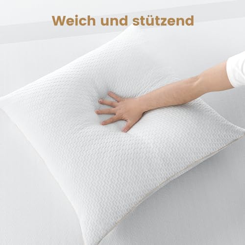 BedStory Kopfkissen 80x80 2er Set mit abziehbarem Bambusfasern Bezug, Antimilben und antibakteriell Kissen aus 1500g x 2 Mikrofasern, hypoallergen bequemes Weiches und atmungsaktives Kissen