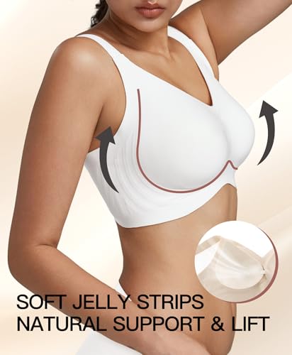 Image of Women's Minimizer Bra No Underwire Full Coverage Wireless Jelly Bra Plus Size Seamless T-Shirt Bra