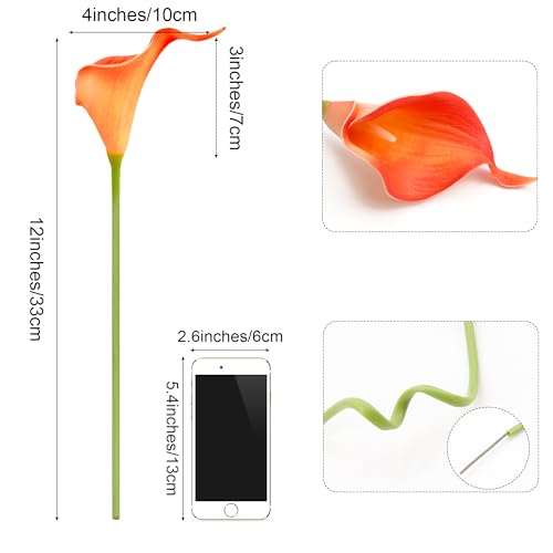 Image of SITUMEIZI 24 Pcs Coral Fake Flowers Artificial Calla Lily