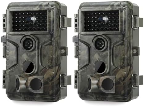 GardePro A3S Trail Camera 2 Pack, 64MP 1296p, Next-Gen Image Technology, Game Camera with Clear 100ft No Glow Night Vision, Fast 0.1s Trigger Speed Motion Activated Waterproof, H.264 MP4 Video