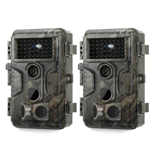 GardePro A3S Trail Camera 2 Pack, 64MP 1296p, Next-Gen Image Technology, Game Camera with Clear 100ft No Glow Night Vision, Fast 0.1s Trigger Speed Motion Activated Waterproof, H.264 MP4 Video