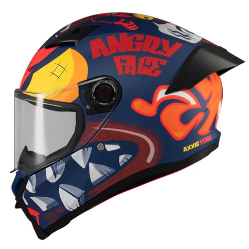 AXXIS Fenix Angry Face Fluo Mate - Capacete de motocicleta integral unissexo homem e mulher - homologado ECE 22.06 (L)