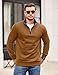 COOFANDY Mens Sweatshirts Quarter Zip Turtleneck Warm Pullover Lightweight Quilted Knit Sweater (Brown, X-Large)