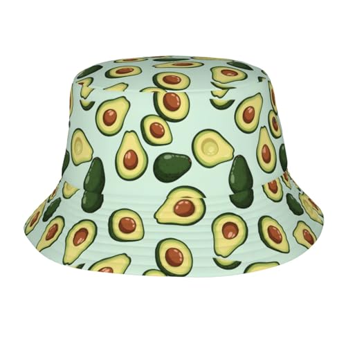 Avocado Bucket Hat Fruit Foldable Sun Hats Fashion Printed Sun Caps for Outdoor Summer Travel Hiking Beach