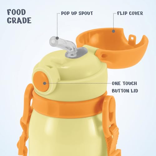 Image of MILTON Torque 650 ISI Certified Stainless Steel Water Bottle, Leak Proof, Rust Proof, Single walled,1 Yr Warranty, Ideal Sipper Water Bottle for School Kids Bottle, 625 ml, Ivory (Surf'Up)