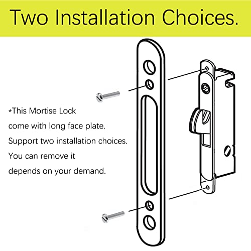 Toptotoo Sliding Glass Door Handle Lock With Key Cylinder, Patio Sliding Door Hardware Latch With Mortise Lock Face Plate And Keeper, Fit Door Thickness 1-1/2" To 1-3/4", 3-15/16" Screw Hole Spacing #TOP1