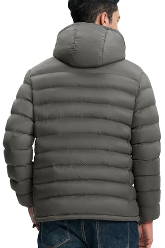 Image of Gopune Men's Lightweight Puffer Jacket Detachable Hooded Water Resistant Puffy Winter Down Jackets for Snow Ski Travel