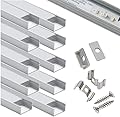 StarlandLed LED Aluminum Channel Wide 2m/6.6ft, Aluminum Profile 10-Pack with Complete Mounting Accessories for up to 16mm LED Strip Light, Perfectly Suit for 16mm LightStrip …