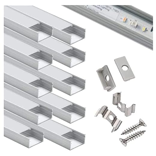 LED-profil bred, StarlandLed aluminiumkanal 10-pack med kompletta monteringstillbehör för upp till 16 mm LED-remsljus, perfekt för Hue LightStrip Plus