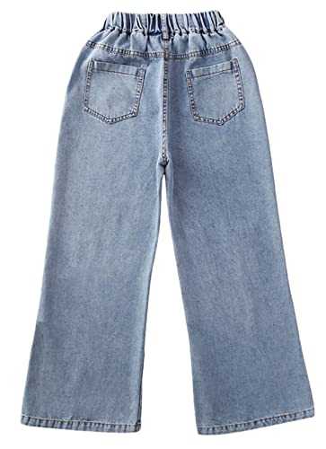 Cromoncent Girl's Elastic Waist Ripped Jeans, 4-13 Years4