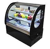 TECHTONGDA Countertop Display Refrigerators Cake Showcase Cooling Display Case Commercial Bakery Cabinet 220V with White LED Light Rear Sliding Door 35.4inch High