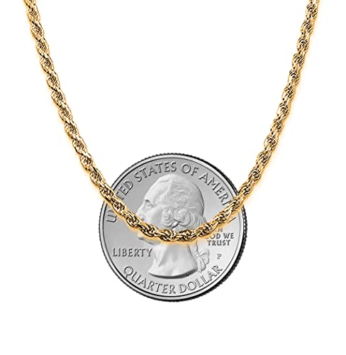 Savlano 18K Gold Plated 925 Sterling Silver 3mm Solid Italian Rope Diamond Cut Twist Link Chain Necklace With Gift Box For Men & Women - Made in Italy3