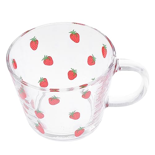 Garneck Glass Scale Milk Cup Wide Mouth Cold Water Drinking Glass for Family Friends