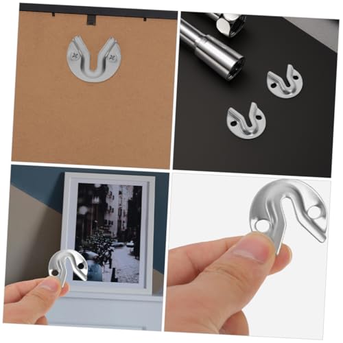 Image of Keyhole Hangers 8pcs Picture Hanging Hardware Wall Mount Brackets Clips Heavy Duty Wall Hangers for Frames Mirrors Artwork
