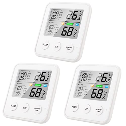 BESPORTBLE 3stücke Digitales Hygrometer Und Thermometer Mit Lcd-display Präzise Messung Von Temperatur Und Luftfeuchtigkeit Für Wohnräume Büro Und Kindergarten Einfach Zu Bedienen