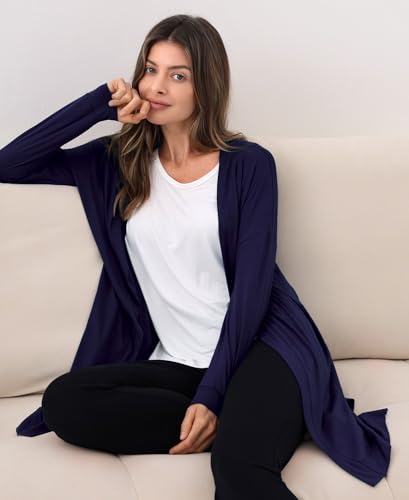 GYS Open Front Cardigan for Women, Bamboo Viscose Lightweight Womens Cardigan with Pocketes, Long Sleeve Casual Relaxed Coat2