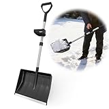 Snow Shovel for Driveway, Snow Removal Shovel with Ergonomic D-Grip Handle, 48-inch Long Lightweight Shoveling Tool, Large Capacity Shovel for Garden, Car Garage, Home Sidewalk and Camping, Black