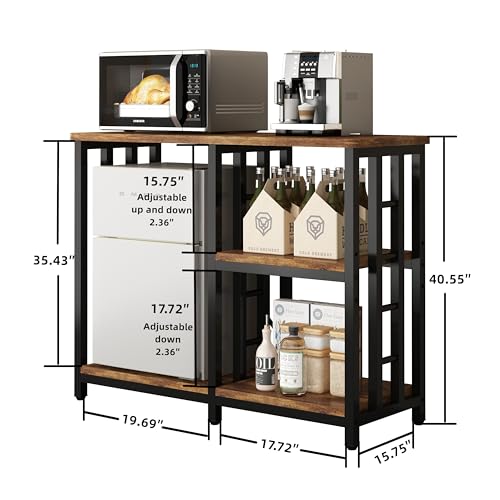 4-Tier Bakers Rack for Kitchens with Storage, Mini Fridge Stand, Microwave Oven Stand Table, Bar Cabinet, Aquarium Stands, Adjustable Shelves Freestadning for Kitchen, Living Room, Office, Patio. by Yaruifnt - Used condition - Image 7