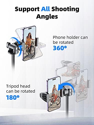 Kaiess 62" Phone Tripod, Selfie Stick Tripod & Phone Tripod Stand with Remote, Cell Phone Tripod for iPhone, Extendable Travel Tripod Compatible with iPhone/Android/Camera - 3