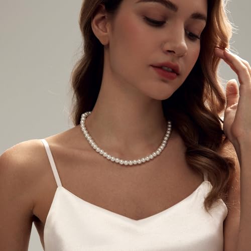 Image of Zeffy Pearl Necklace 4MM /6MM /8MM Dainty Round Imitation Pearl Choker Necklace Wedding Pearl Necklace Delicate Jewelry for Women Simple Bridesmaid Jewelry Gifts