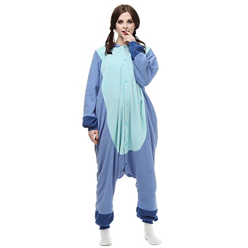 URRCFIO Fantasia unissex de Halloween, macacão sti-tch para adultos, macacão de animal, Azul, GG