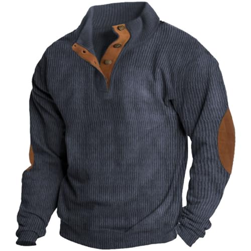 Whitecloths Life Clothing Men Vintage Sweatshirt, Substantial Men's Vintage Knit Print Zip-up Sweatshirt (A,L)