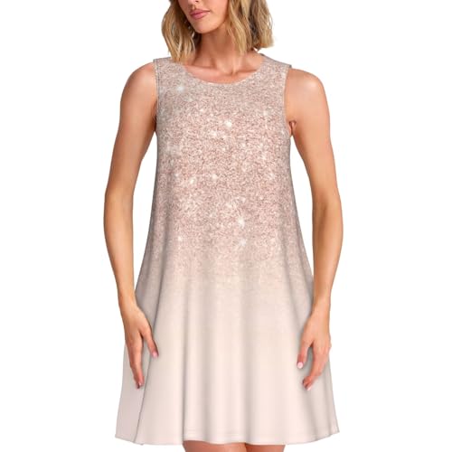 Robe t-shirt décontractée or rose imprimé artistique chic